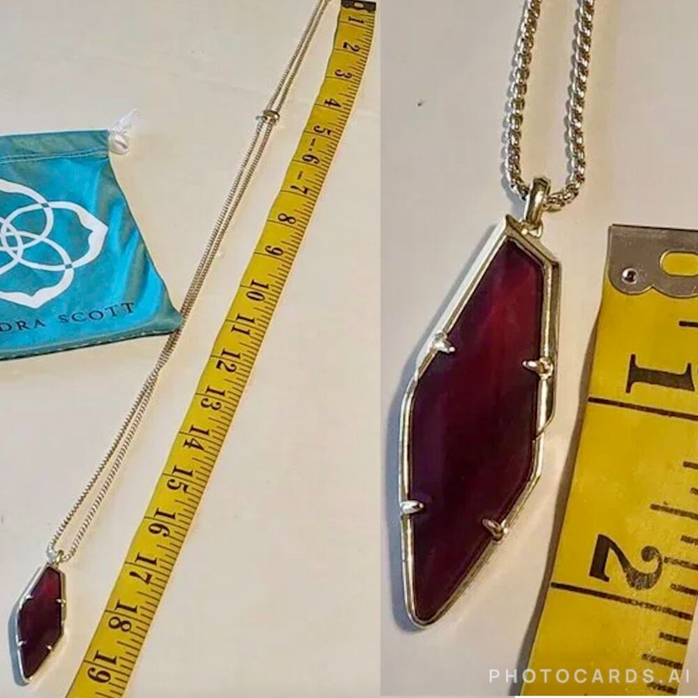 NWOT Kendra Scott Damon Gold Necklace Maroon Jade - Picture 7 of 16